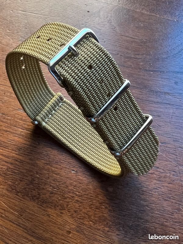 Bracelet de montre NATO en nylon tissé kaki 22mm neuf (image 5)