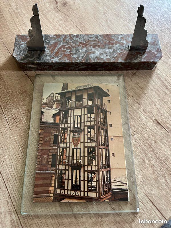 PORTE PHOTO ART déco / moderniste en métal chromé et bakélite noire EUR