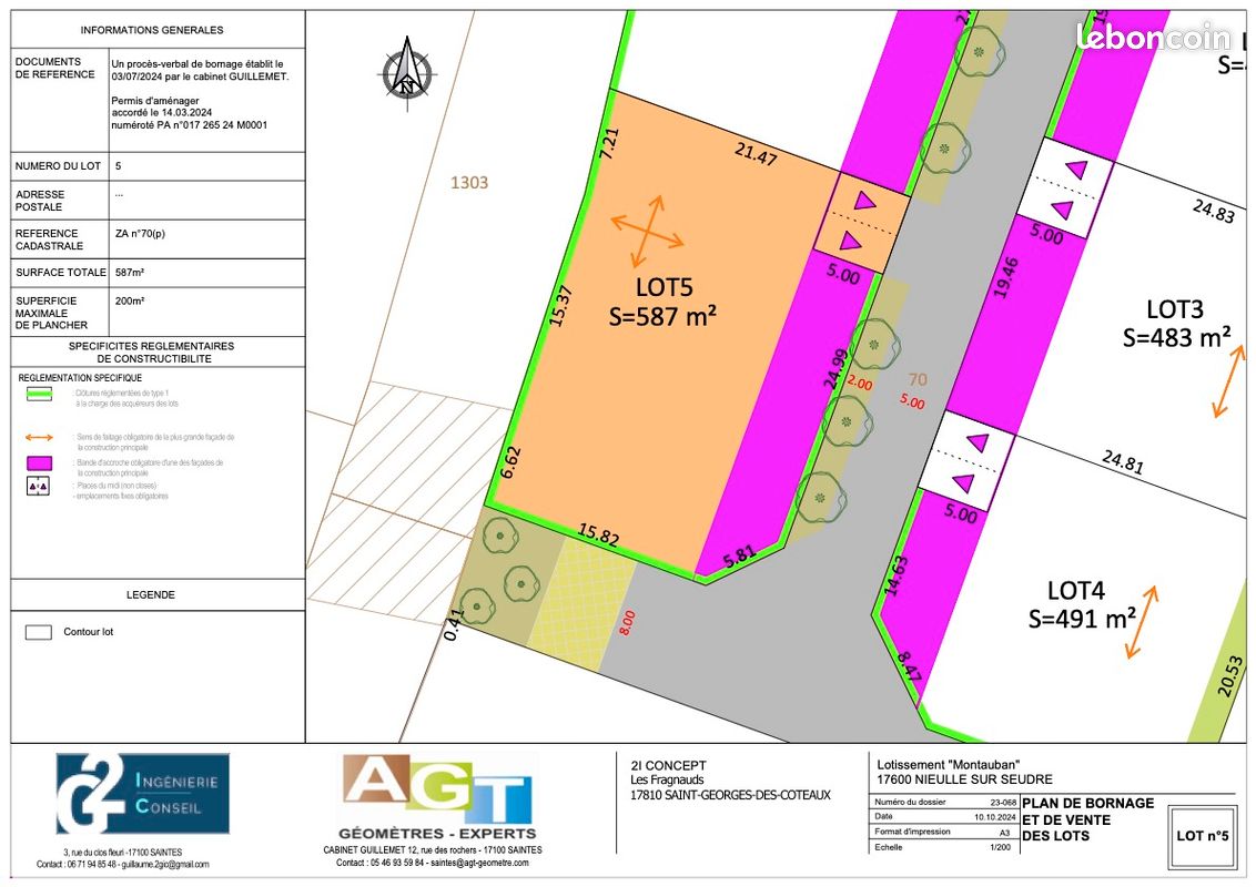 Terrain constructible 587 m2 · à Nieulle-sur-Seudre · 53 900 €