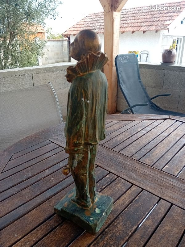 Ancienne sculpture pierrot en plâtre signé (image 2)