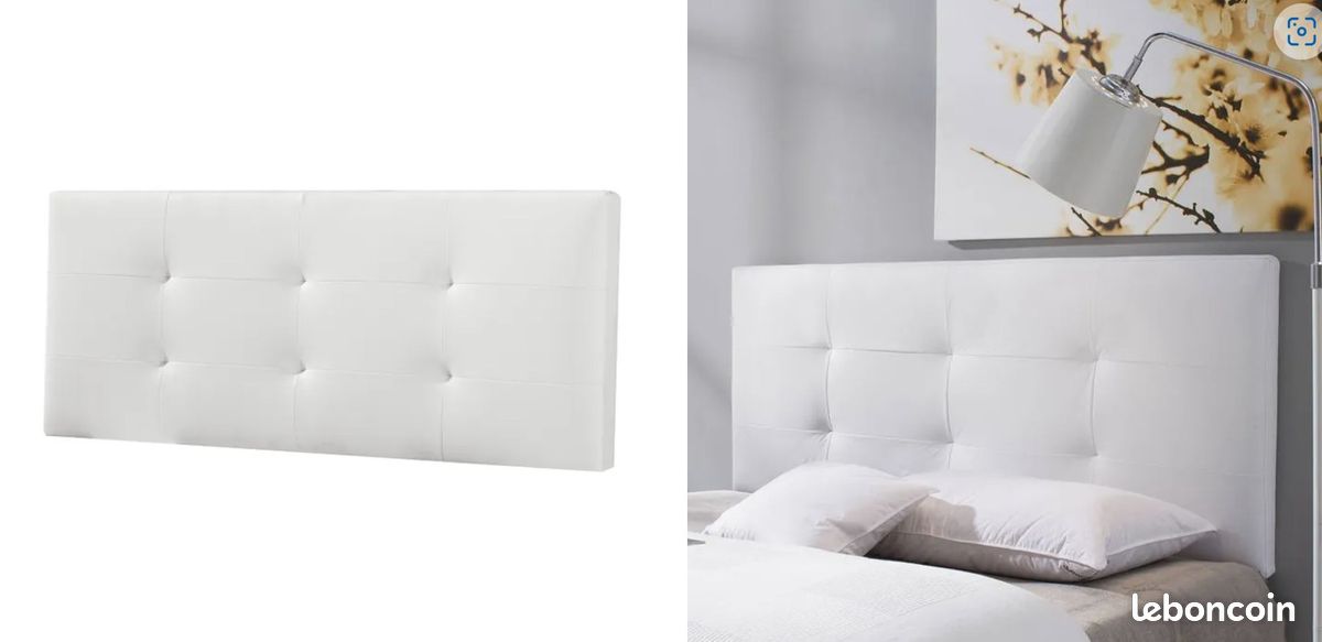 Tete de lit simili cuir blanc140 cm (image 1)