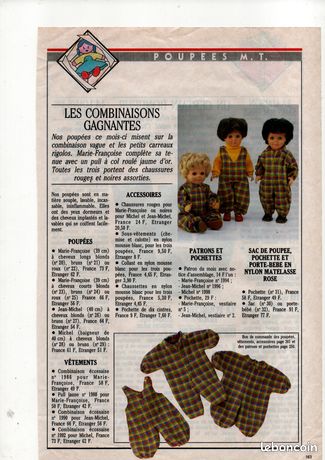 Patron De Couture Original Pour Poupée Françoise - Modes Et Travaux Novembre 1976 - 3 Tenues