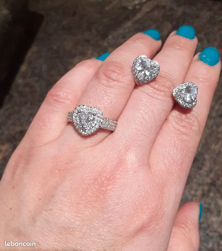 Bague et boucles d'oreilles neuve en argent taille 💍 54 (image 1)