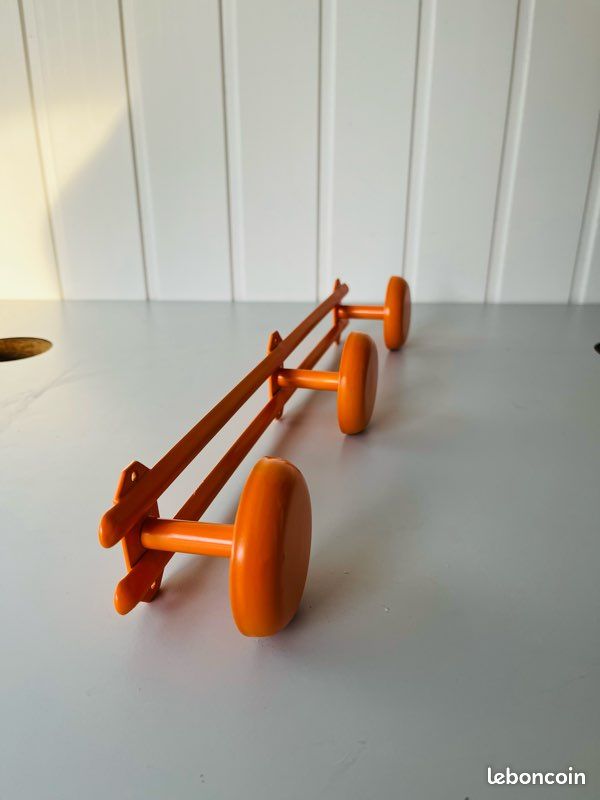 Porte Manteau 3 Patères Métal Orange Vintage Années 70 France (image 8)