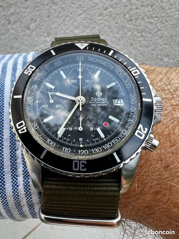 Chronographe Zodiac red dot 🔴 automatique 100 mètres vintage des