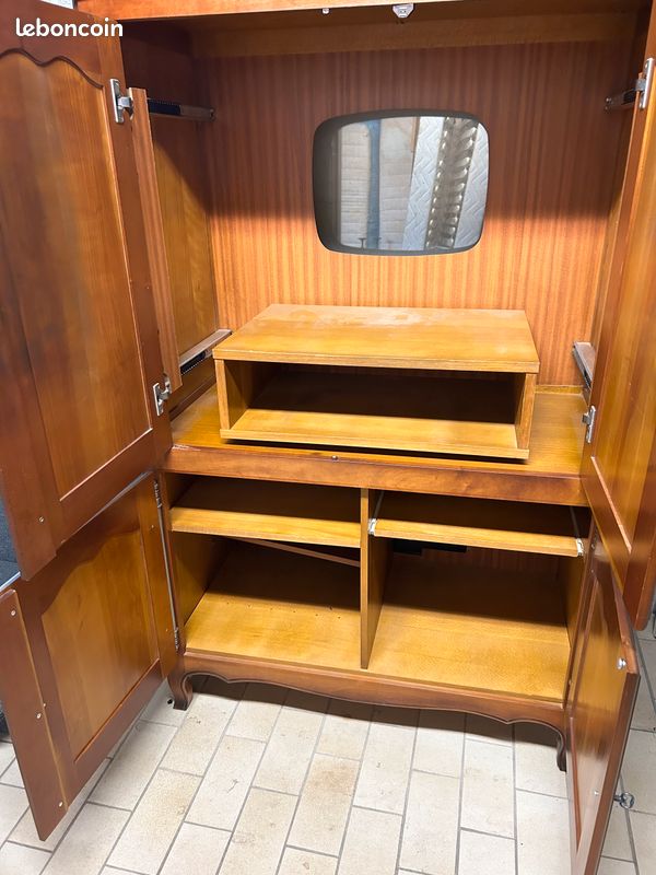 Meuble TV 4 portes Vintage en bois massif (image 3)