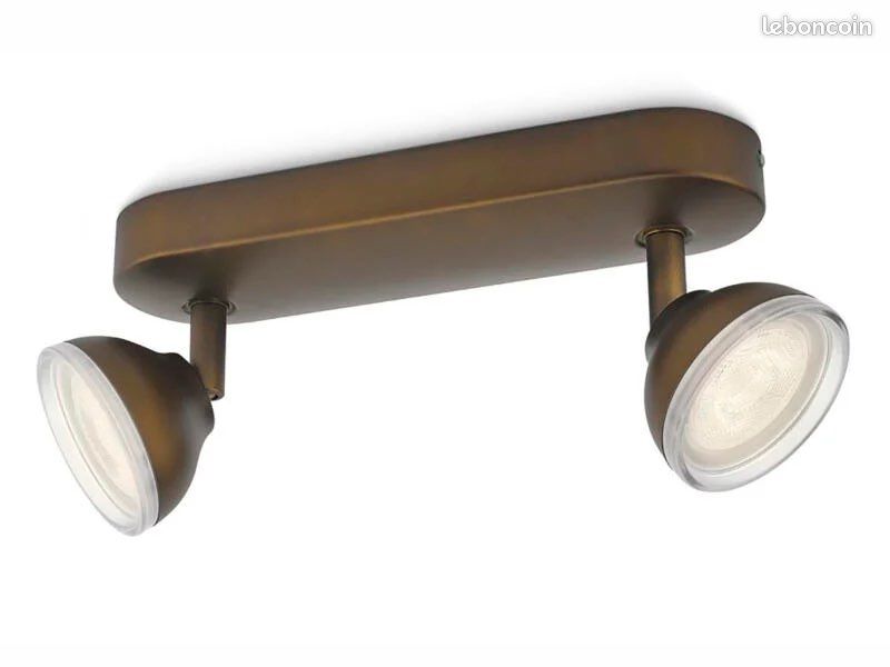 Luminaire led 2 spots Philips toscane couleur bronze (image 2)