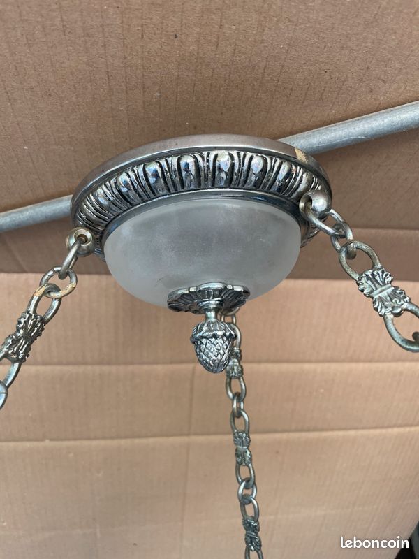 Lustre vintage métal argenté (image 4)