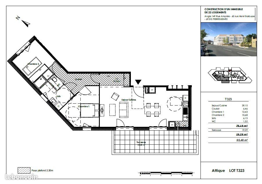 Appartement 3 pièces 76 m² · à Oullins-Pierre-Bénite · 76 m² · 1 128 €/mois