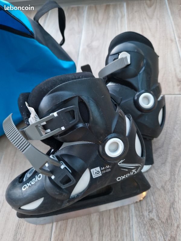 Patins à glace enfant noirs Oxelo taille 34-36 + housse de transport (image 2)