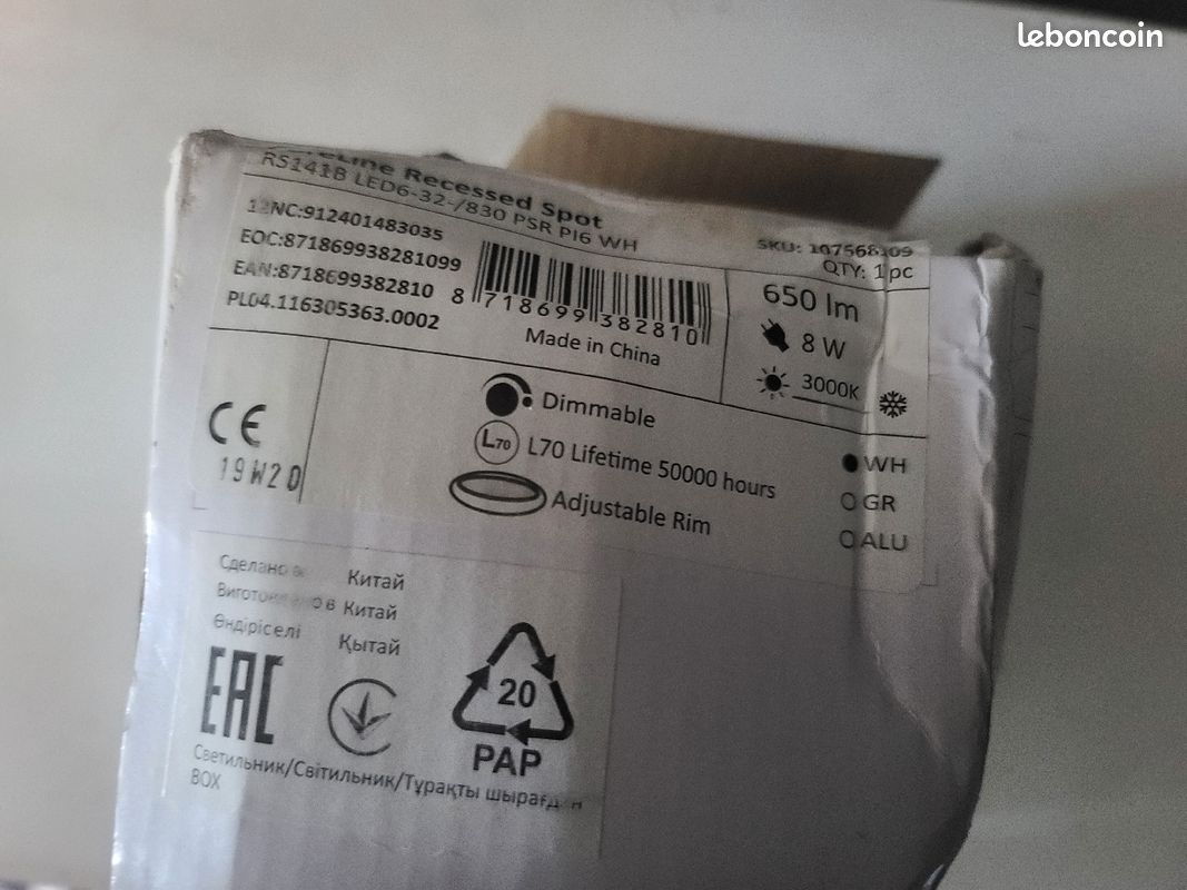 Philips Spot LED Coreline RS141B 8W 650lm 32D - 830 Blanc Chaud | 95mm - IP44 - Dimmable - inclinabl (image 2)