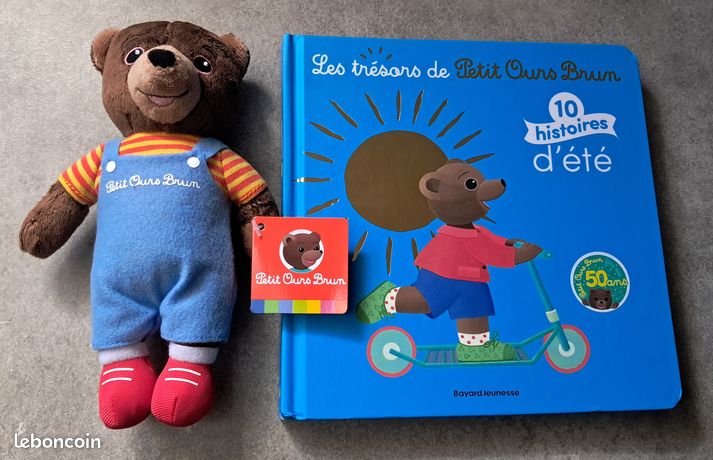 Peluche Petit Ours Brun Livre d'histoires Jeux Jouets