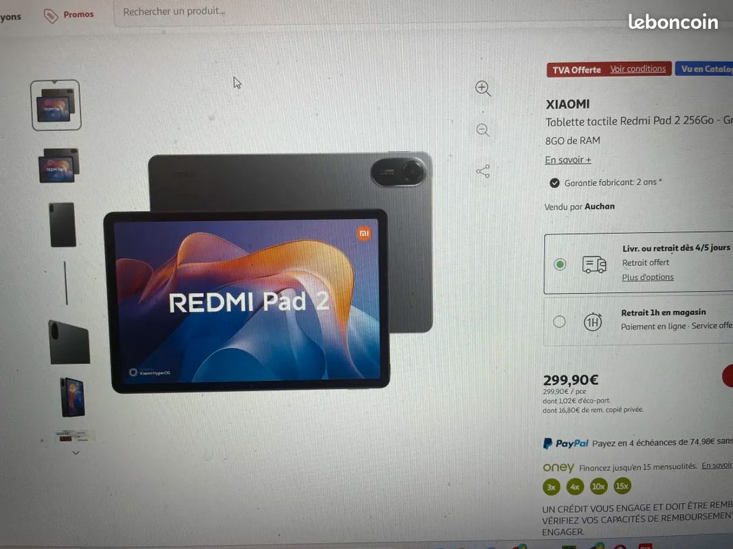 Tablette Xiaomi Redmi Pad 2 11" – 4Go/128Go, écran 2.5K 90Hz, Batterie 9000 MAh – Chargeur Inclus (gris)