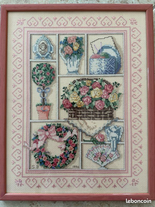 Tableau point de croix Fleurs victoriennes (image 2)