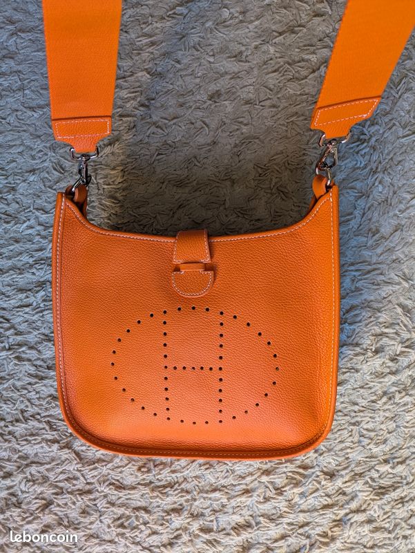 Sac femme cuir orange à bandoulière Genuine Leather (image 1)