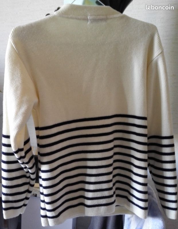 Pull crème rayé marine 16 ans (image 2)