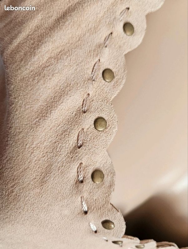 Robe YUBA 100% cuir suède agneau S 36 38 bohème clous festival Coachella western chic (image 3)