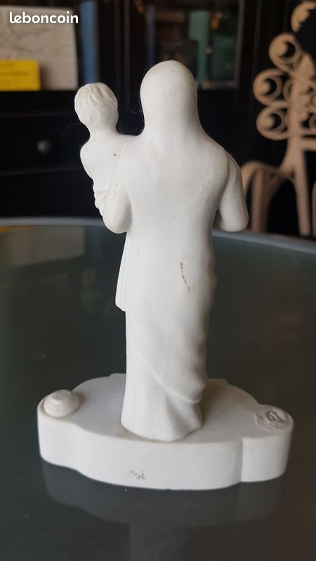 Vierge Marie à l'enfant en porcelaine ou biscuit (image 6)