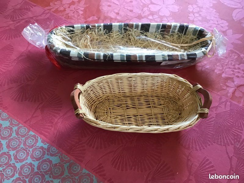 Panier en osier au choix 41 cm avec tissu ou 28 cm avec bois (image 1)