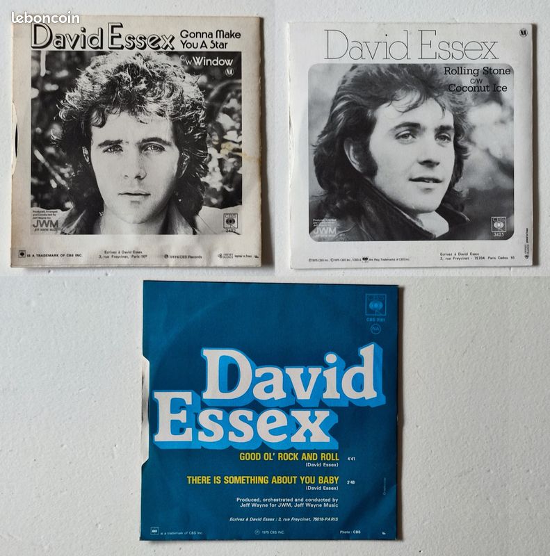 Lot de trois 45 tours David Essex - Gonna Make You A Star, Rolling Stone, Good Ol' Rock & Roll (image 2)