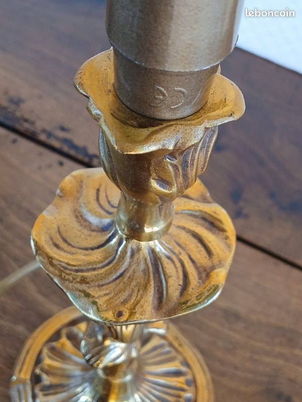 Pied de lampe en bronze doré vintage style rococo ou Louis XV (image 5)