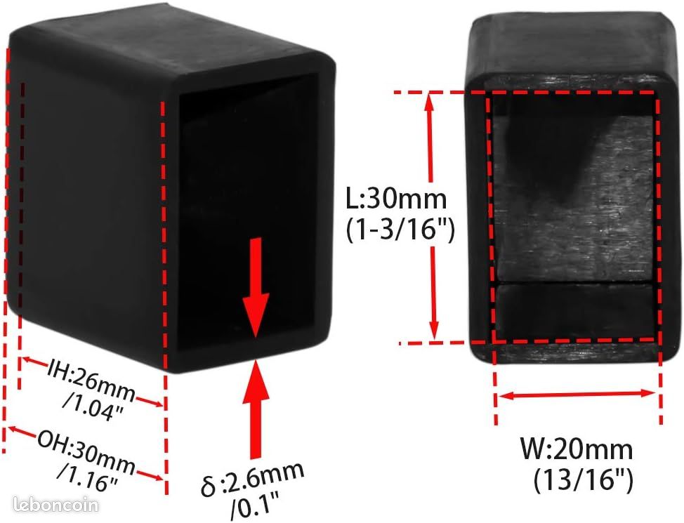 Lot De 8 Embouts Rectangulaires Pour Tuyaux Rectangulaires