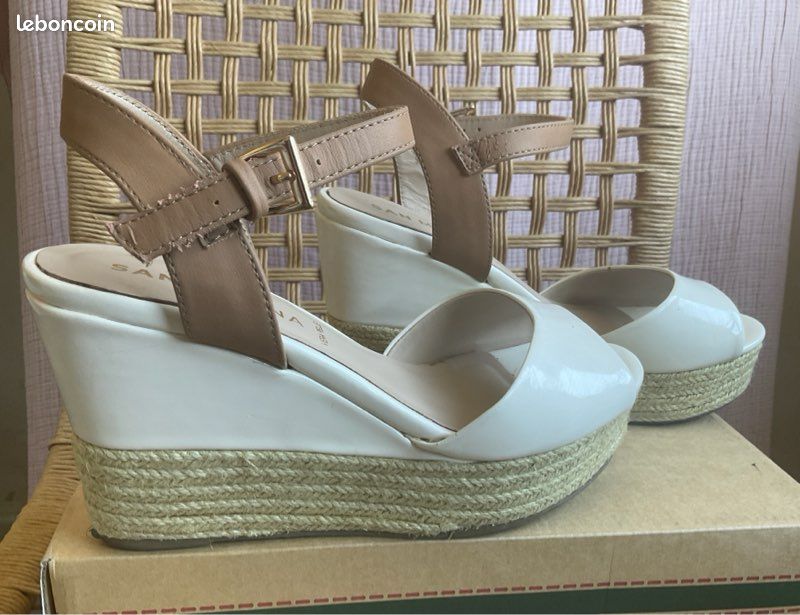 Chaussures talon compensé en corde San Marina blanc quasi neuve (image 2)