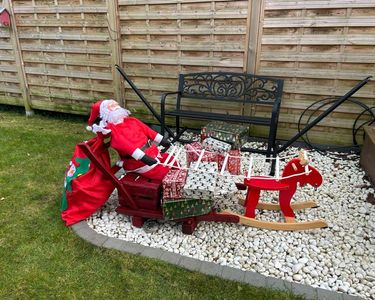 Décoration Noël Extérieure - Père Noël Acrylique 2D Avec Renne, Pour Jardin Et Pelouse