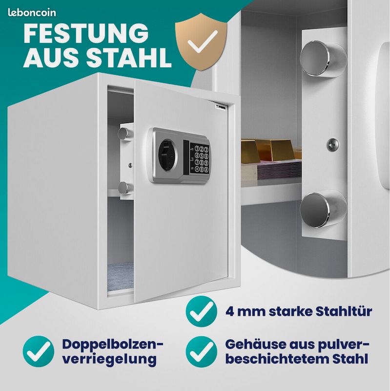 Coffre-fort électronique - acier - 2 clés - 35x40x40cm - Neuf – Livraison gratuite en Europe ⭐ ⭐ ⭐ (image 2)