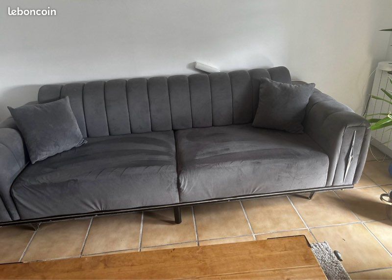 Lot de 2 canapé + un fauteuil coquillage gris (image 1)