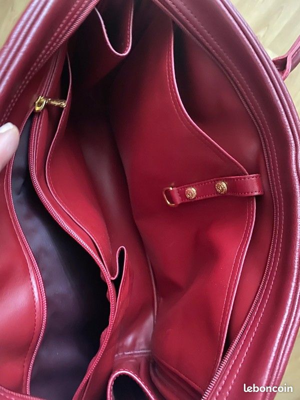 Sac à main cartable Lonchamp en cuir rouge bordeaux idéal travail/ cours- comme neuf (image 7)