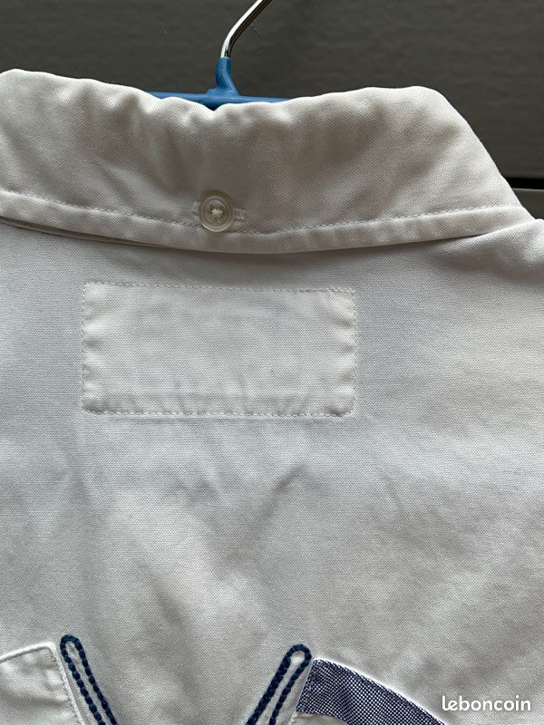 Chemise blanche FACONNABLE broderie marine dos M (image 8)