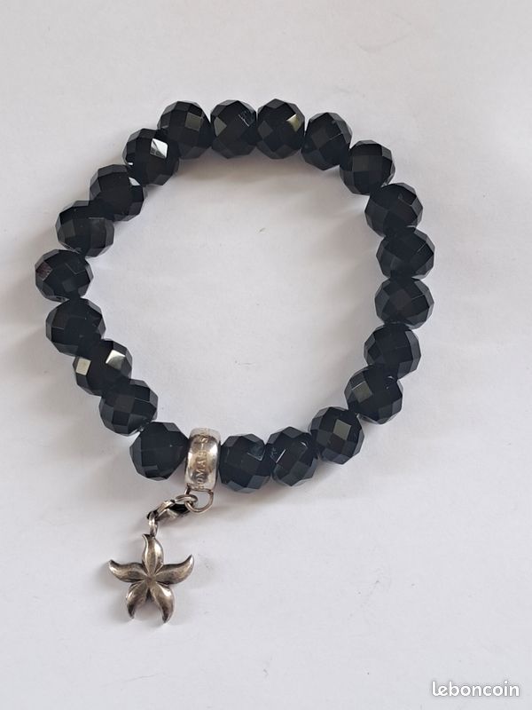 Bracelet Thomas Sabo avec des perles en verre ou Onyx et argent 925 signé (image 1)