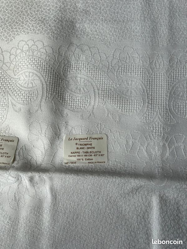 Nappe Carrée Le Jacquard Français, Coton Peigné Bleu, Environ 164x164 Cm, Occasion