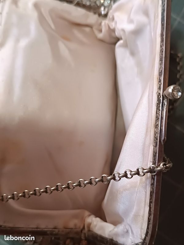 Ancienne pochette, porte-monnaie, petit sac strass, perles (image 5)