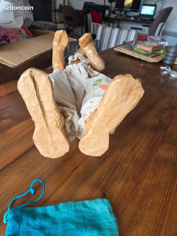 Grand Lapin De Pâques En Papier Mâché 29 Pouces - Présentoir Vintage
