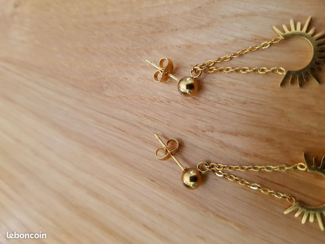 Boucles d'oreilles chics et tendances inox doré (image 4)