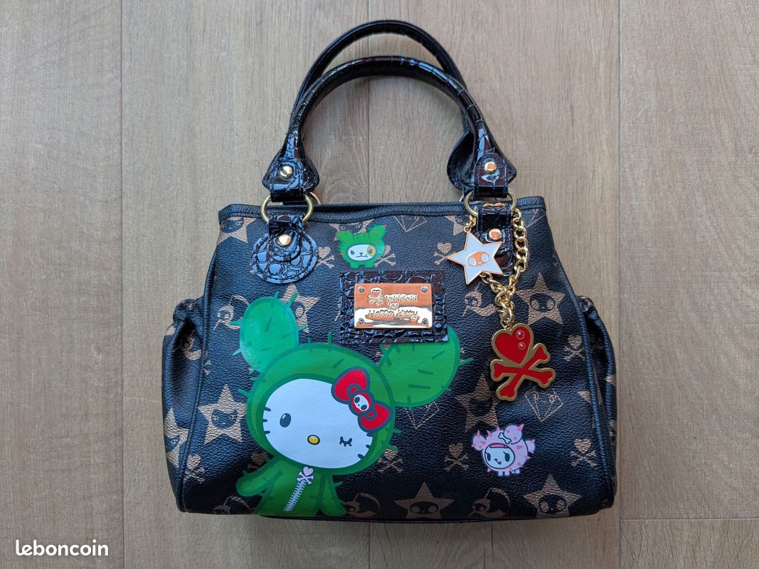 Petit Sac Hello Kitty Noir Coton - NEUF Avec étiquettes - Cabas Original Mignon