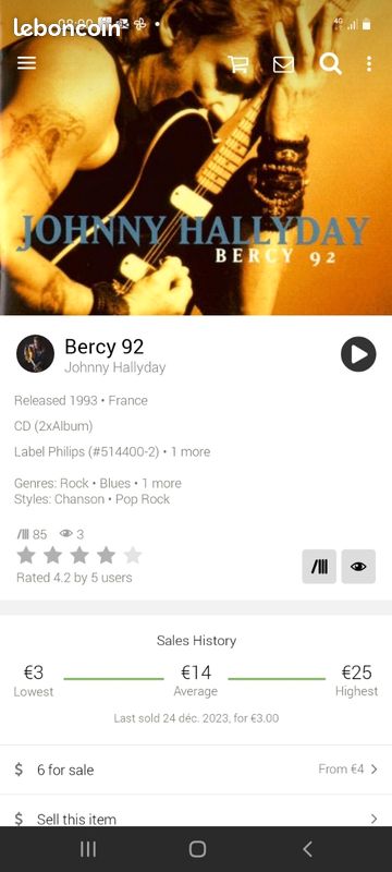 Exc état Lot 2 coffrets X 2 cd originaux JOHNNY HALLYDAY EN PUBLIC BERCY 1992 ET STADE DE FRANCE 2009 EN PUBLIC (image 8)