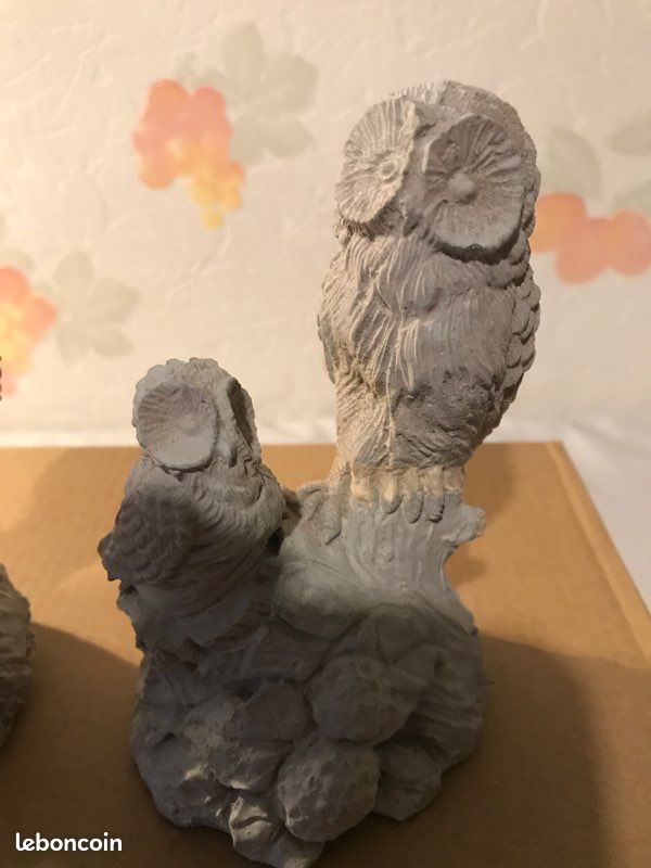 Chouette hibou en ciment hauteur 12 cm (image 2)