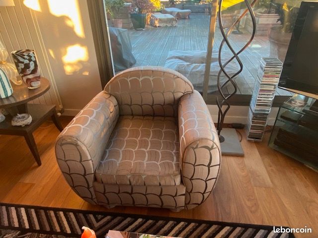 Fauteuil Club tissu RUBELLI années 80 (image 1)