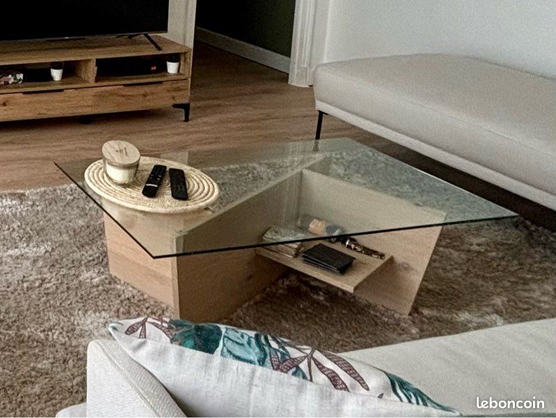 Table basse verre et bois (image 3)