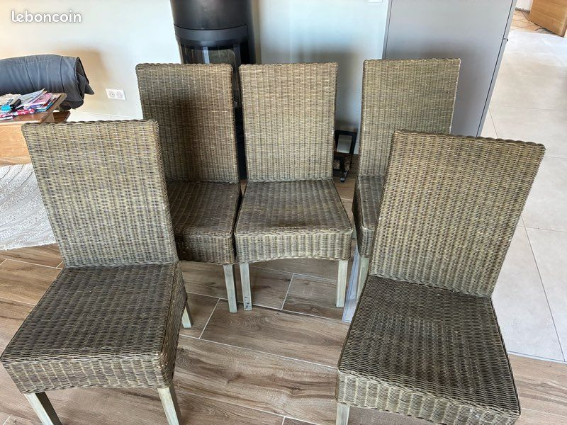 5 chaises en rotin (image 1)