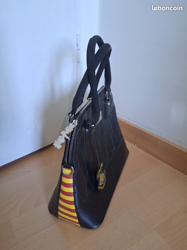 Sac à main Harry Potter Poudlard noir rayures rouges et jaunes (image 3)