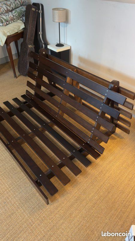 Canapé lit style Futon en parfait état et son matelas 140 cm (image 2)