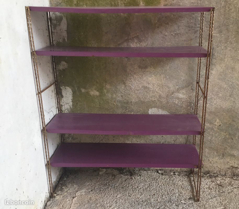 Étagère string en metal - 4 étagères violettes - vintage 1960 (image 3)