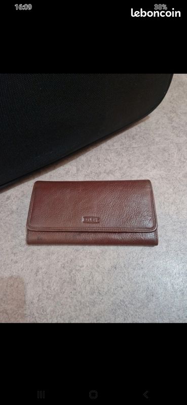 Portefeuille Porte-monnaie En Cuir Vintage EXLENT - Marron - Occasion - Style Authentique TBEG