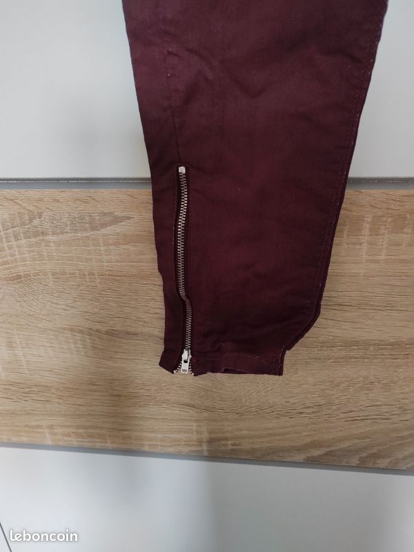 Pantalon slim bordeaux Teddy Smith-Taille 38(W28).bon (image 3)