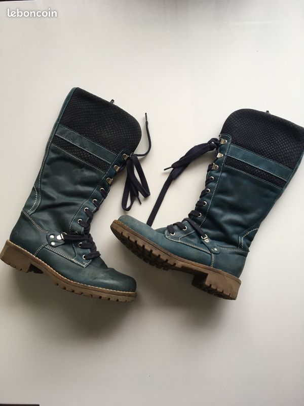 Bottes en cuir bleu - emacao (image 1)