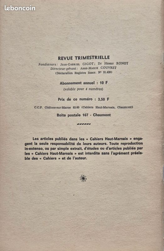 Les Cahiers Haut-Marnais n°94 – 3ᵉ trimestre 1968 – Revue d'histoire régionale (image 2)